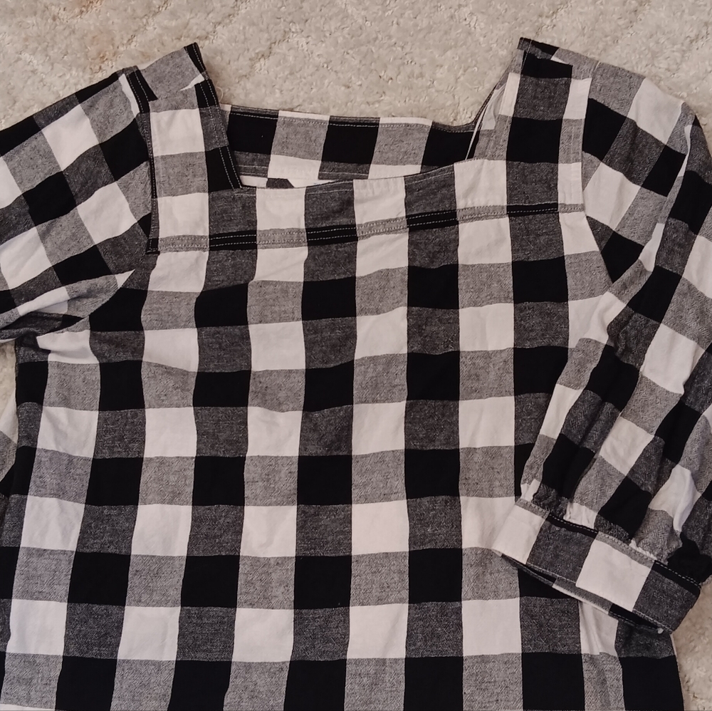 Time and Tru, M (8-10) Black and White Gingham